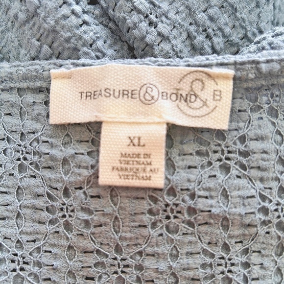 Nordstrom Treasure & Bond Blouse Top Textured Split Sleeve Cuff Cotton Blend - Picture 9 of 12